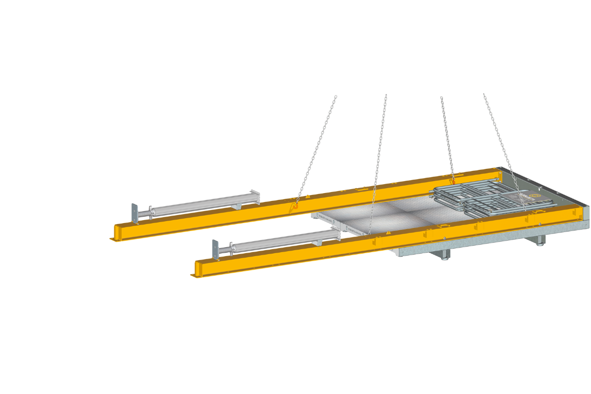 Komplett montierte TrapoFlex am Kran
