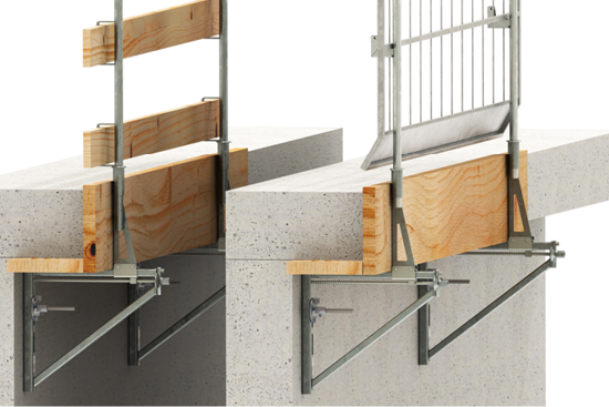 Kombi-Konsole zum Abschalen von kleinen Auskragungen mit Absturzsicherung